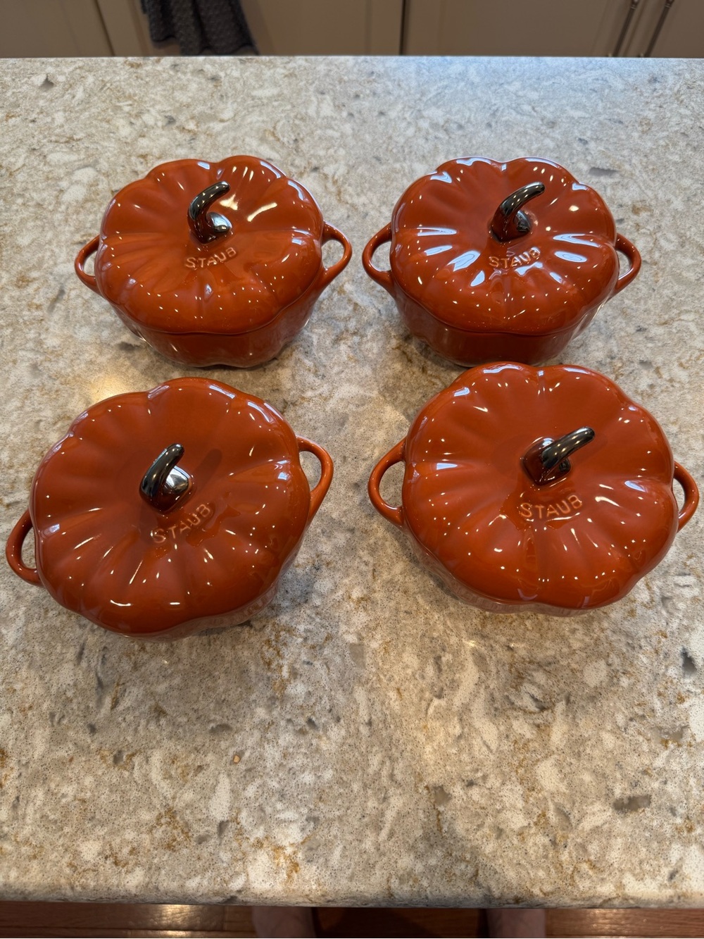 Staub Pumpkin Mini Casseroles in Burnt Orange - Set of 4